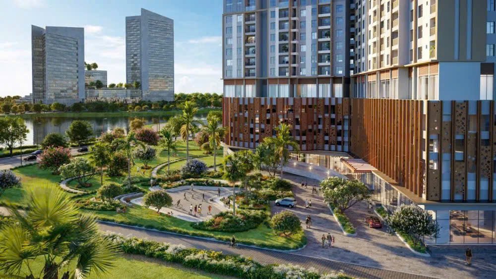 Phối cảnh sân vườn và lối dạo bộ